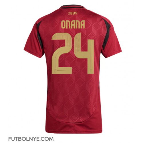 Camiseta Bélgica Amadou Onana #24 Primera Equipación para mujer Eurocopa 2024 manga corta